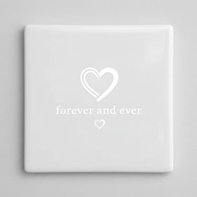 Forever and Ever Liefde Keramische Tegel – Minimalistische Hart Romantische Wanddecoratie – 15 x 15 cm