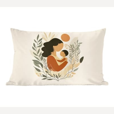 Sierkussens - Kussentjes Woonkamer - 60x40 cm - Illustratie - Moeder - Kind - Liefdevol