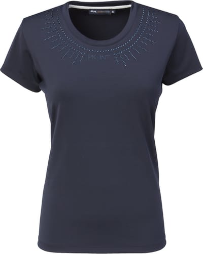 PK International - Meryl T-shirt- Donkerblauw - Moonlight - Elastische stof - Glimmende steentjes op de kraag - Cidane- XS/34