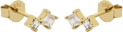 Karma Oorbellen Zirconia Double Squared | Goud