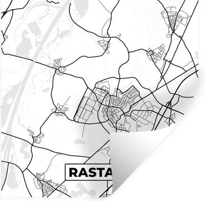 Muurstickers - Sticker Folie - Rastatt - Kaart - Plattegrond - Stadskaart - 100x100 cm - Plakfolie - Muurstickers Kinderkamer - Zelfklevend Behang XXL - Zelfklevend behangpapier - Stickerfolie