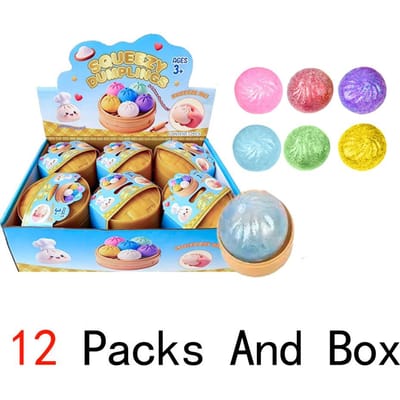 2027 Glitter Dumpling Squishy met Doosje Dumplings Sensorisch Knijpspeeltje Decompressie Langzaam Rijzend Anti Stress Verlichter Sensorisch Cadeau