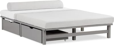 Homestyle4u Tweepersoonsbed - 140x200 cm - Houten bed - met 2 bedbakken - Grijs