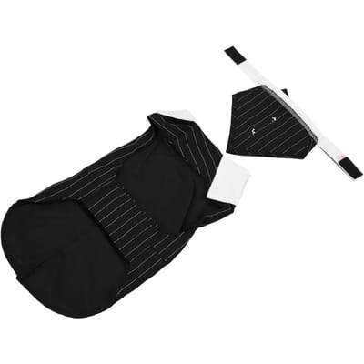 Huisdier Bruiloftspak Stijlvol Klassiek Verticale Streep Hond Formeel Smokingpak voor Bruiloft Halloween Verjaardagsfeest L L black