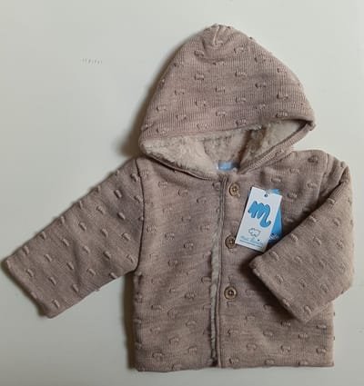 Mac Ilusion gebreide basis jas met bont gevoerd | met capuchon | 9896 | Nuez / zandkleur | 6 maand | maat 68 | winter