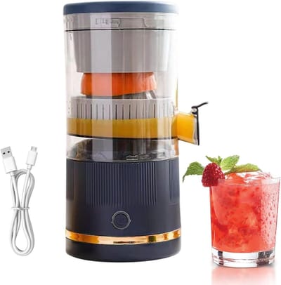 Elektrische Citruspers - Draagbare Sapcentrifuge - Vers Sap Maken - Automatische Scheiding - 23.7 cm Hoog - Blauw