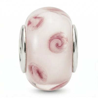 Quiges - Glazen - Kraal - Bedels - Roze - Bloemetjes - Bead Past op alle bekende merken - armband