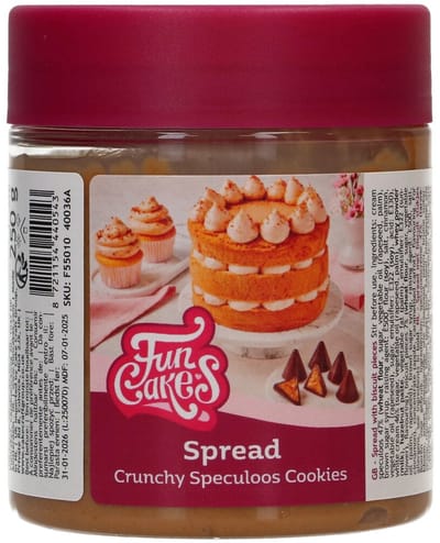FunCakes Spread - Crunchy Speculooskoekjes - 250g - Topping of Vulling voor Taarten, Cakes en Cupcakes