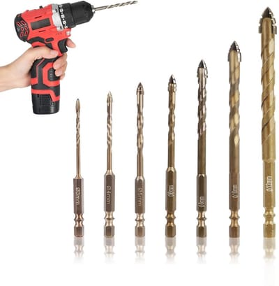 7-delige Set Hardmetalen Boortjes voor Tegels, Glas, Beton en Metaal (3 t/m 12 mm)