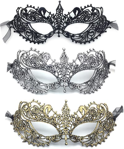 Elegante Venetiaanse Maskers voor Vrouwen - 3 Stuks voor Halloween en Feestjes, Perfecte Kostuumaccessoires voor Avond en Prom