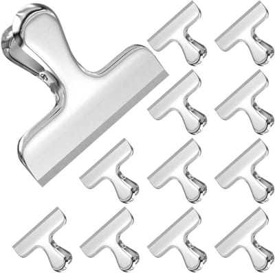 12 stuks sluitklemmen van roestvrij staal, metalen clips voor tassen