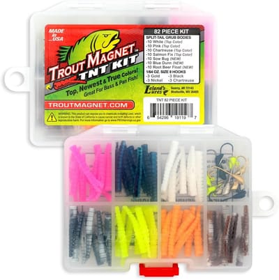 Trout Magnet TNT 96-delige set met haken en lichamen voor bas- en panvissen
