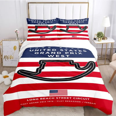 Luxe Nieuw 3D Print F1 Internationale Baan Dekbedovertrek Dekbed Beddengoedset Zachte Dekbedovertrek en Kussensloop Eenpersoons/Tweepersoons/Queen 70x133cm