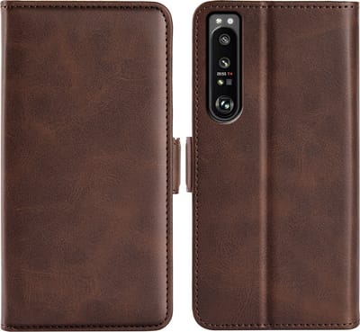 MobyDefend Hoesje - Geschikt voor Sony Xperia 1 IV - Luxe Wallet Book Case (Sluiting Zijkant) - Bruin