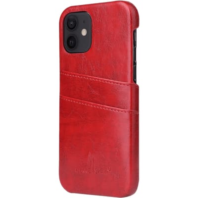 Fierre Shann iPhone 12 Mini Luxe Handgemaakt Hoesje met Pasruimte Rood