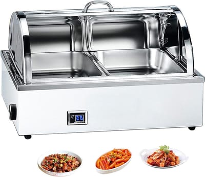 Elektrische Warmhoudplaat - Buffetwarmer Serveer - Warme Gerechten Serveren - Instelbare Temperatuur Touchscreen - 9 Liter Inhoud - Zilverkleurig