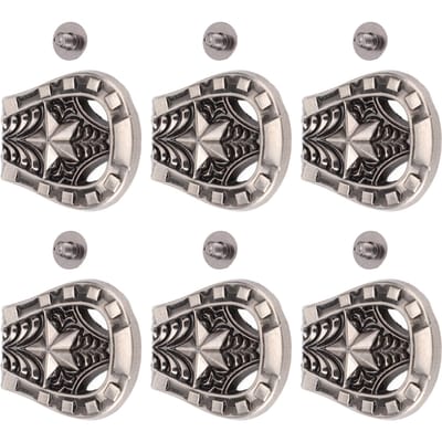 6 Rivets à vis pour Cuir Alliage 25x27mm Argent Antique Forme Fer à Cheval avec Vis PH 4.5mm gray
