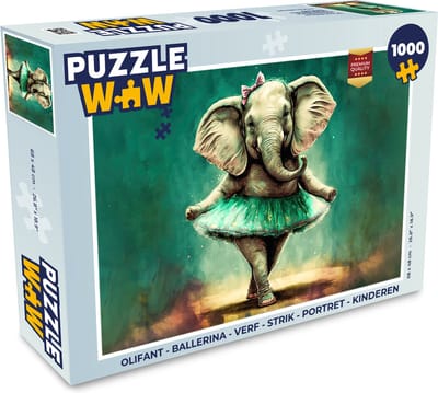 Puzzel Olifant - Ballerina - Verf - Strik - Portret - Kinderen - Legpuzzel - Puzzel 1000 stukjes volwassenen