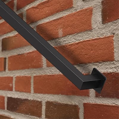 Trapleuning Beugel - Muursteun Leuning - Veiligheid Buiten - Smeedijzeren Constructie - 180cm Lengte - Zwart