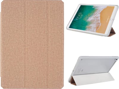 Hoes geschikt voor iPad 2021 / 2020 / 2019 (9e/8e/7e Generatie / 10.2 inch) Rose Goud Tri-fold Fabric Stof shockproof silicone case