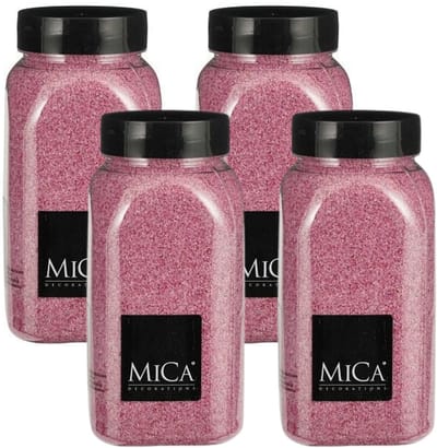 Mica Decorations decoratie zand - 4x - 650ml - roze - hobby zandkorrels - sierzand - voor windlichten