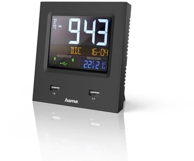 Hama Radiogestuurde wekker "Dual-USB", met led-kleurendisplay en USB-oplaadfunctie