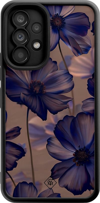 Casimoda® hoesje - Geschikt voor Samsung Galaxy A53 - Twilight Petals - Zwart TPU Backcover - Planten - Paars