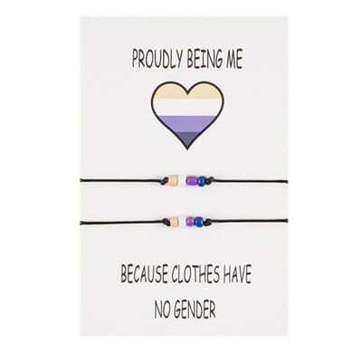 Bixorp Friends Vriendschapsarmbandjes voor 2 LGBTQ Pride Hartje Non Binary / Non binair - BFF Armband Meisjes - Best Friends Armband Vriendschap Cadeau voor Twee