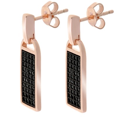 Orphelia Dames 925 Sterling Zilveren Dangle Oorbellen - Zwart/Rosé ZO-6045