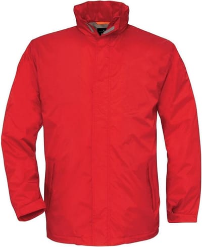 B&C Heren Ocean Shore Waterproof Hooded Fleece Lined Jacket (Rood)