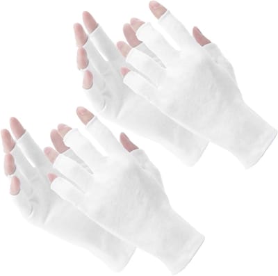 Vingerloze Witte Handschoenen voor Dames - Katoenen Bescherming voor Droge Huid, Eczeem en Spa Behandelingen