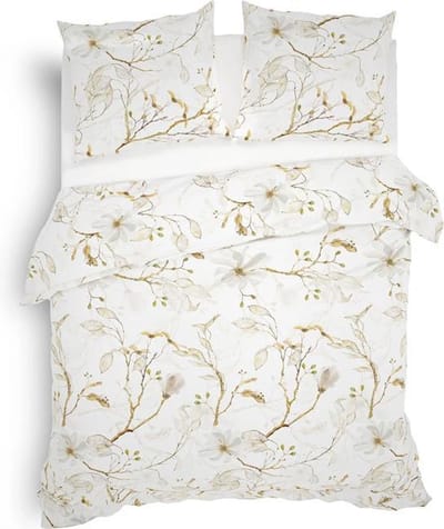Heckett & Lane Dortea Dekbedovertrek - Flanel - Tweepersoons - 200x200/220 cm - Flowy Natural