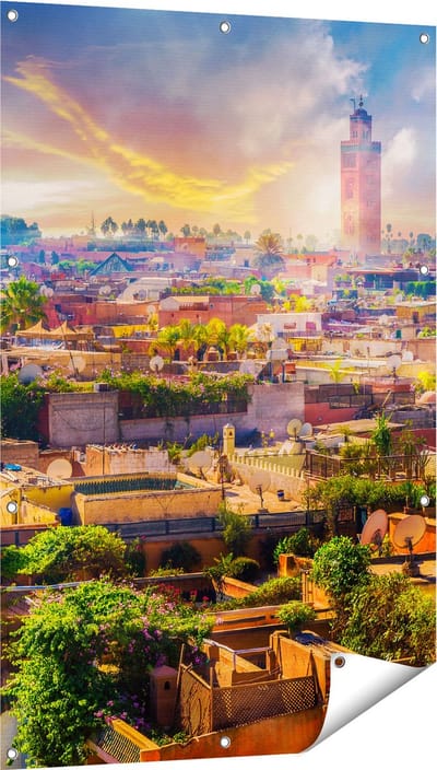 Gards Tuinposter Medina van Marrakesh in Marokko - 80x120 cm - Tuindoek - Tuindecoratie - Wanddecoratie buiten - Tuinschilderij