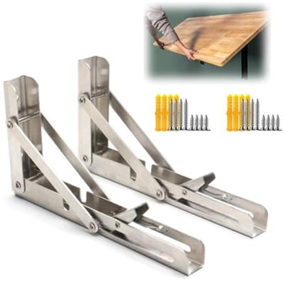 Vouwbare Planksteunen 2-Pack, Stevige Opklapbare Steun voor Muur gemonteerd, Ruimtebesparende Tafel Hinge van 16 Inch