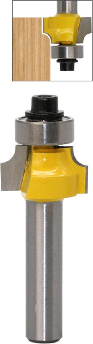 DW4Trading Hout Afrondfrees Radius 3 mm met Lager - Schacht 8 mm