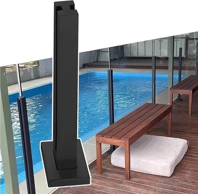 Glazen Balustrade Paal - RVS Hekpaal Terras - Veilig Terras Afzetten - Roestvrij Staal 304 - 5x5 cm Post - Zwart