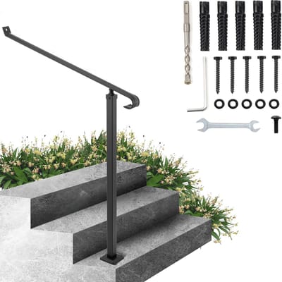 VEVOR Balustrade Trap Trapleuning IJzeren balustrade voor trappen 2 treden ijzeren balustrade voor buitentrappen
