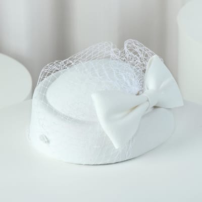 Dames wollen baret met sluier & strik | Franse Vintage stewardessenhut | Hotelreceptie optreden ONE  SIZE gray