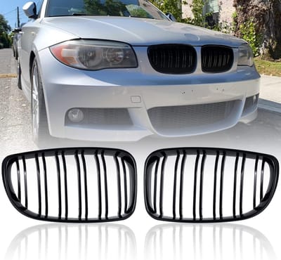 Radiatorgrill voor BMW 1-serie (2008-2011) - Zwarte Glanzende Dubbele Lamellen