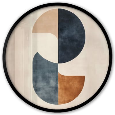 Poster in lijst Rond - Fotolijst 40x40 cm - Posters - Cirkels - Abstract - Kleurrijk - Ronde posterlijst zwart - Decoratie - Wanddecoratie woonkamer - Muurdecoratie slaapkamer