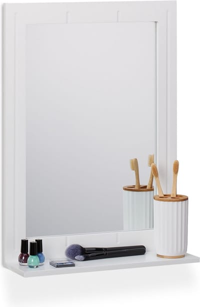 badkamerspiegel met opbergruimte - lijst - modern - 55 x 40 x 12 cm - wandspiegel - wit
