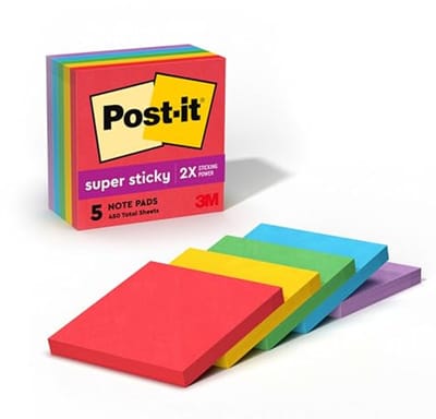 Plakbriefjes 3 inch x 3 inch - Speelse Primaries - 5 verpakkingen