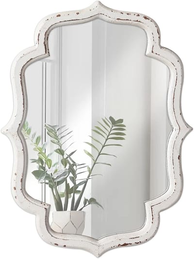 Chic Decoratieve wandspiegel, 30 x 40 cm, rustieke kleine spiegel met houten lijst, ovale spiegel voor woonkamer, slaapkamer, badkamer, hal