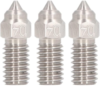 Dailygoods- 3D-printermondstuk 0,4 mm - 3 Stuks - Roestvrij Staal - Hoogstroom - Geschikt voor PLA/ABS/PETG - Gladde Binnenwanden - Nozzle
