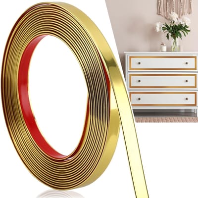 Dailygoods- Wandlijst Zelfklevend - Decoratieve Strip - Roestvrij Staal - 6m x 2cm - Waterdicht - Gemakkelijk te Reinigen - Goud