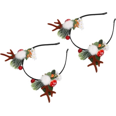 2 STUKS Kerst Haarband Fee Stijl Lichtgewicht Comfortabel Rendier Haar Hoepel voor Feest Cosplay gray