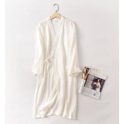 Nieuwe Lente en Herfst Japanse Kimono Badjas Koppel Katoen Crêpe Badjas Mannen en Vrouwen Kimono Badjas Badjassen voor Vrouwen Nachtkleding L white