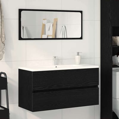 vidaXL - Badkamerkast - Zwart - eiken - 90 - x - 38,5 - x - 45 - cm - Bewerkt - hout