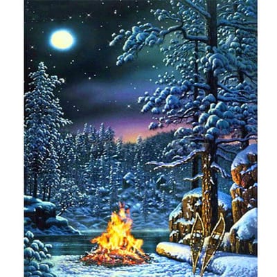 5D Diy Diamond Painting Diamond Borduren Winterlandschap Kruissteekpatroon Strass Schilderen 20X30CM blue