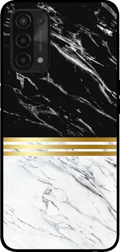 Smartphonica Telefoonhoesje voor OPPO A54 5G / A74 5G / A93 5G marmer look - backcover marmer hoesje - Zwart Wit geschikt voor Oppo A54 5G;Oppo A74 5G;Oppo A93 5G